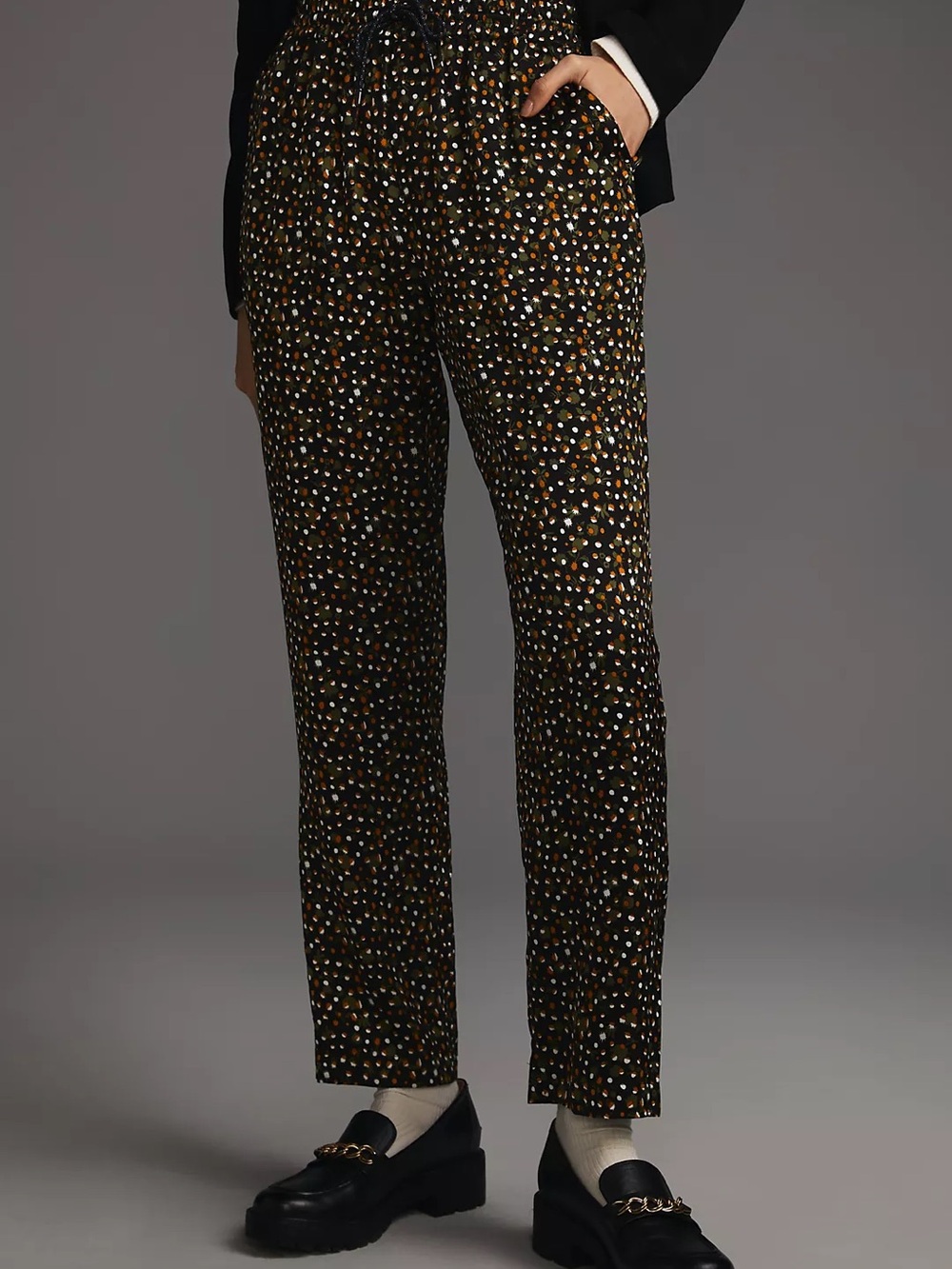Scotch & Soda Black Polka Dot Drawstring Joggers
